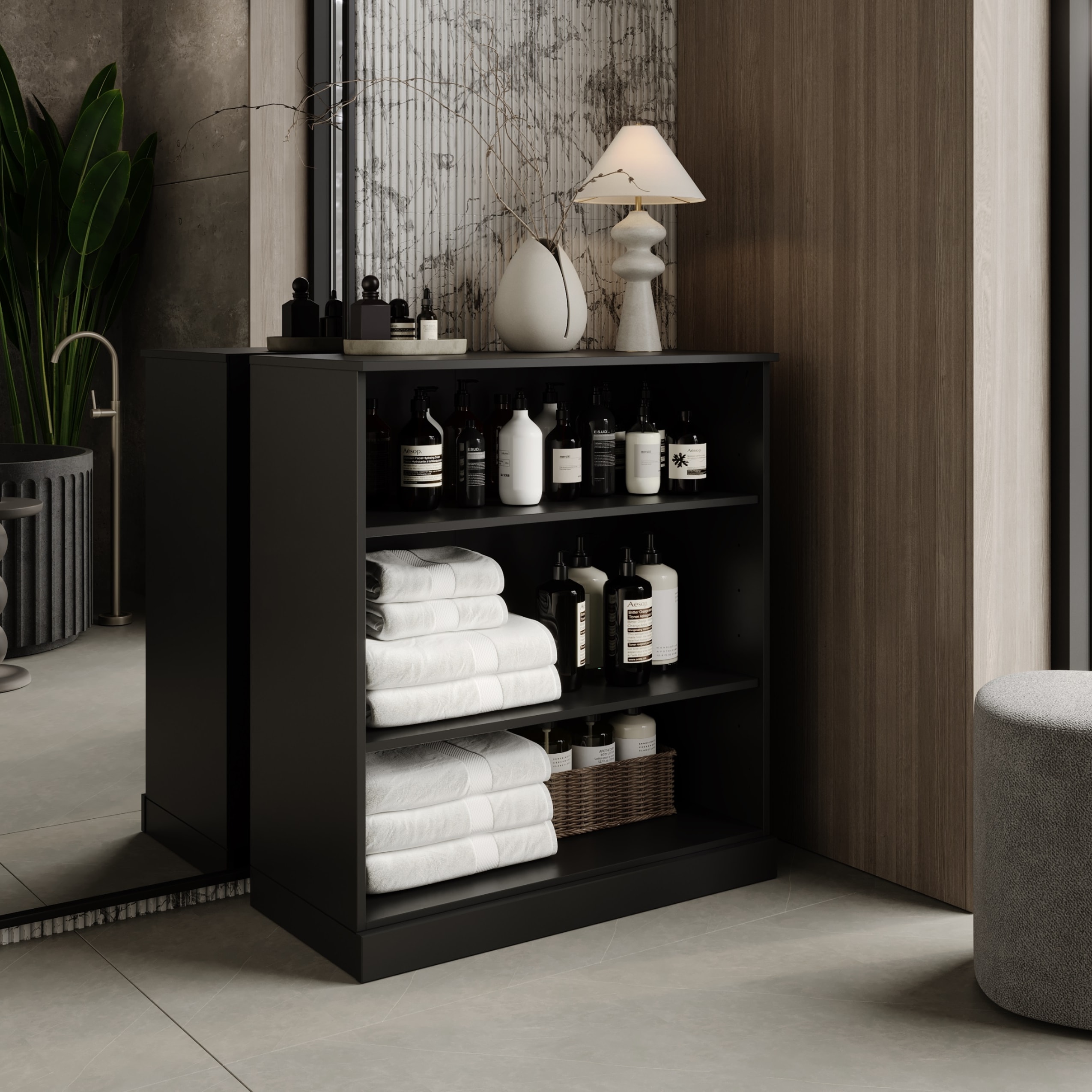 Palace Imports 100% Solid Wood Short Bathroom Storage Cabinet, 32" W x 35.75" H