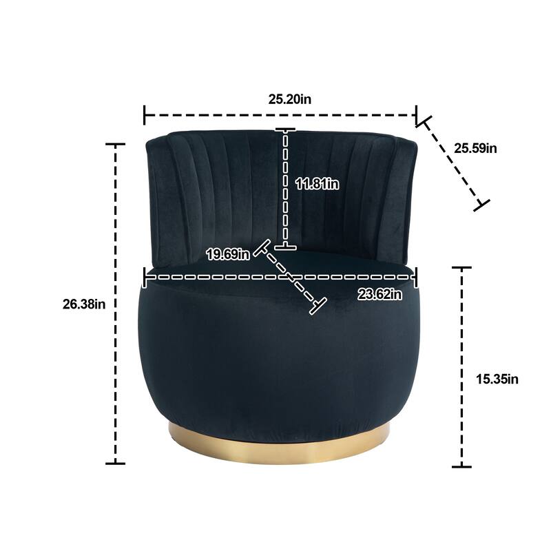 Black 25.2" Upholstered 360° Swivel Barrel Chair