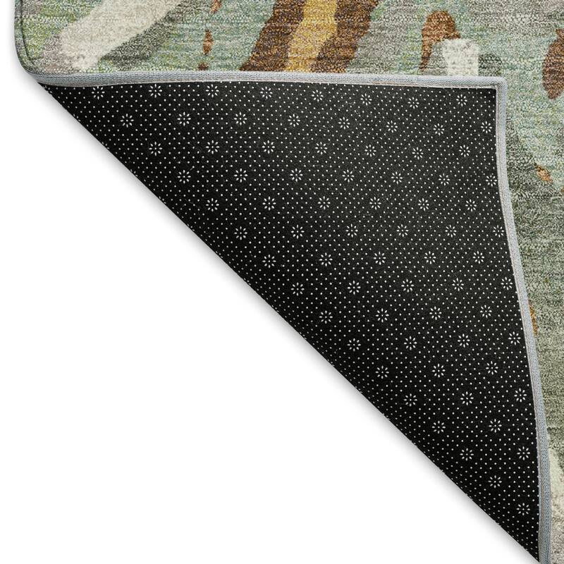 Machine Washable Indoor/ Outdoor Abstract Floral Chantille Rug