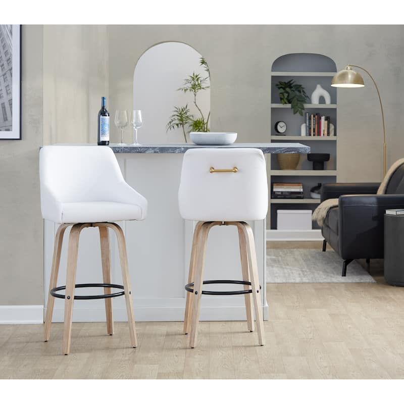 The Gray Barn Hadley 30" Fixed-Height Bar Stool with Bent Wood Legs & Round Footrest (Set of 2)