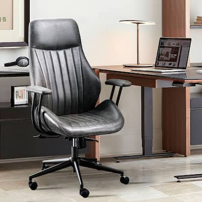OVIOS Suede Fabric Ergonomic Office Chair High Back Lumbar Support