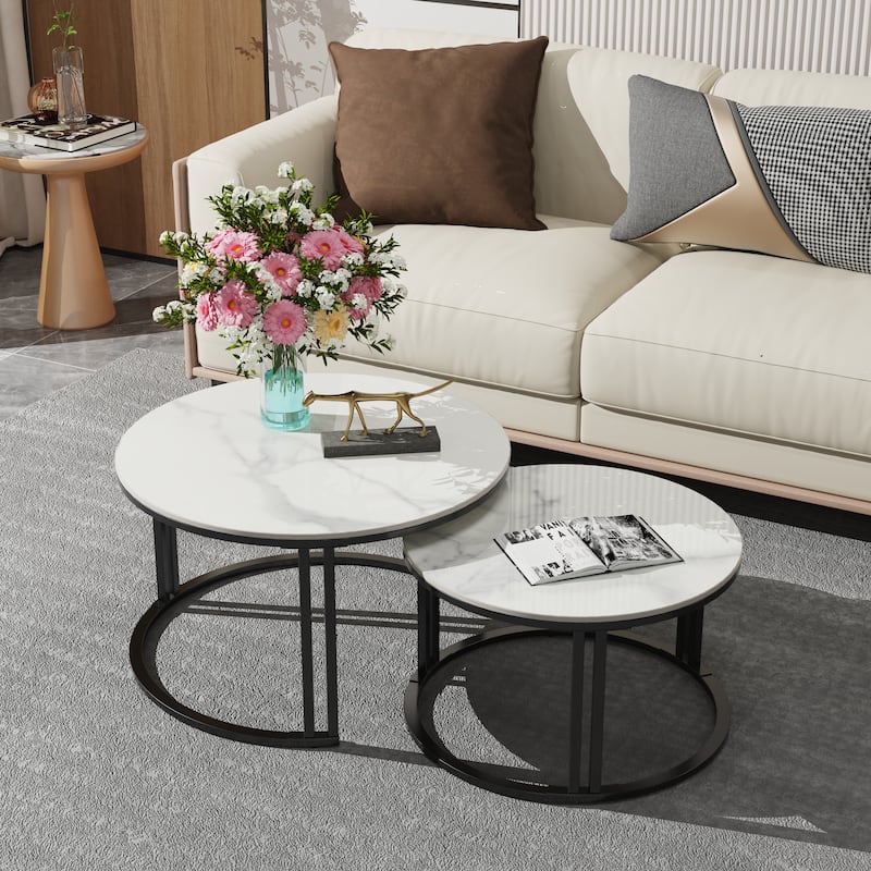 Heavy Duty Industrial Stacked Nesting Coffee Table - 27.55" and 22.45"
