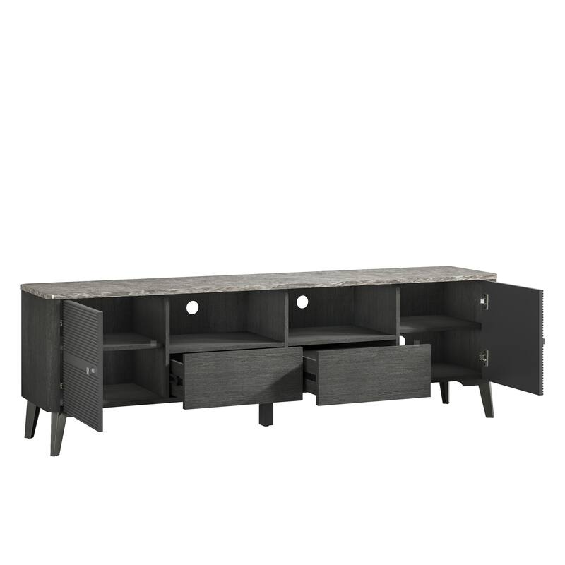 Stylish 70-Inch TV Stand with Marble-Printed Top - 70" in Width