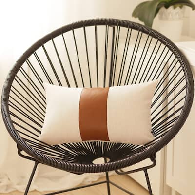 Decorative Brown Vegan Faux Leather Pillowcase Home Decor 12"x20"