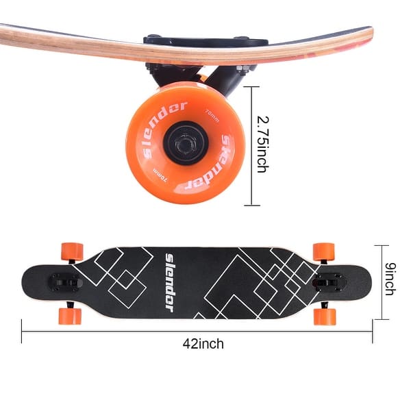 42 in. Desert Longboard Skateboard Drop Through Deck Complete Maple Cruiser Freestyle, Camber Concave