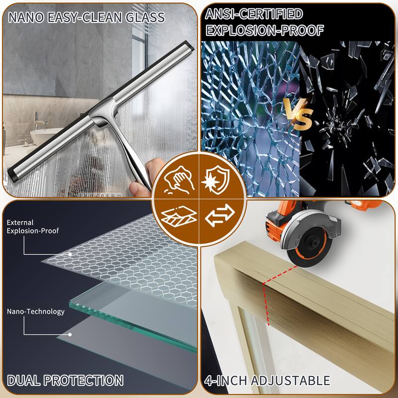 Modland 56-60"x70'' Adjustable Double Sliding Shower Door, 1/4" ANSI Glass with Nano Coating, Framed Bypass Enclosure