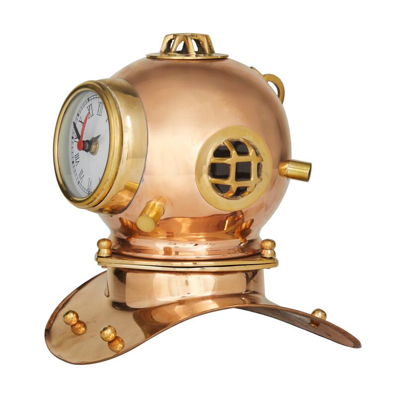 Metal Nautical Clock Decor - Gold, Brass, or Black - 8 x 7 x 8