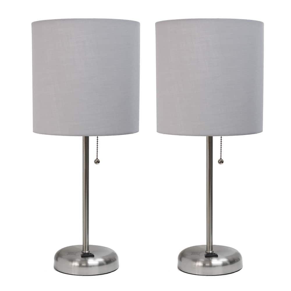 Simple Designs 19.5" 2 Pack Table Desk Lamp Set with Charging Outlet - 19.50