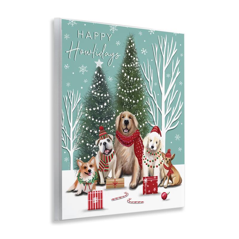 Stupell Festive Winter Dogs Scene Wall Plaque Art Design By Elizabeth Tyndall