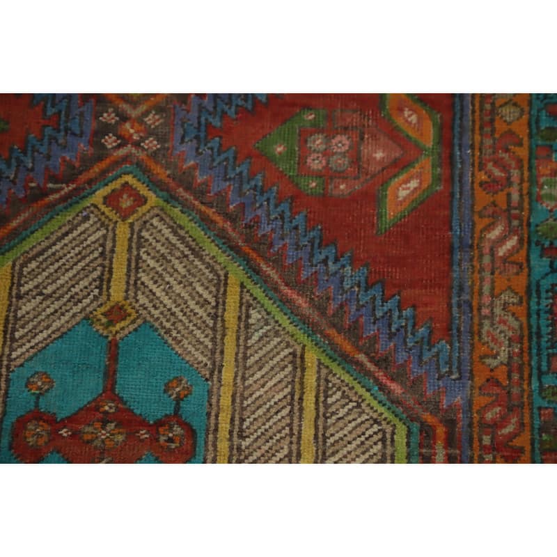 Hand Knotted Oriental 100% Wool Carpet Traditional Geometric Multi-Colored Ardebil Runner Rug - 10' 9'' X 3' 2''