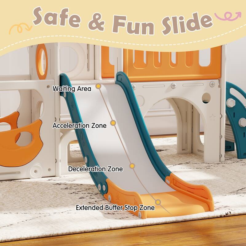 Kinbor Toddler Slide PlaySet - Kids Slide with Basketball Hoop, Toddler Indoor Outdoor Playground