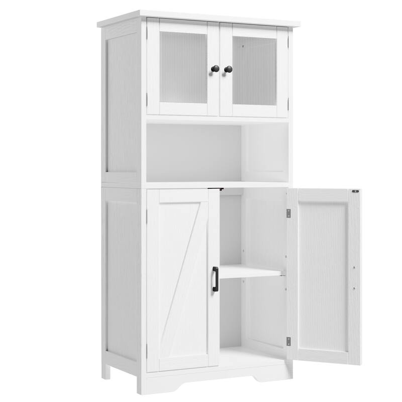67" H Tall Bathroom Storage Cabinet Freestanding Bathroom Storage Cabinet with 4 Doors