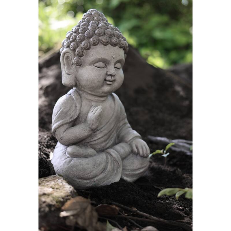 Meditating Buddha Outdoor Garden Statue - 13.75"