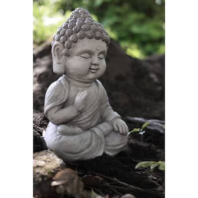Meditating Buddha Outdoor Garden Statue - 13.75"