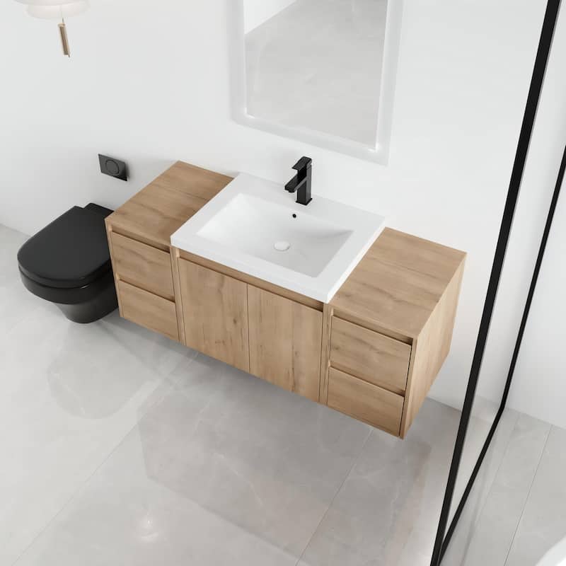 Malwee 36"/48"/60" Floating Bathroom Vanity,Wall Mounted Bathroom Vanity with Sink,Soft Close Door and Drawer