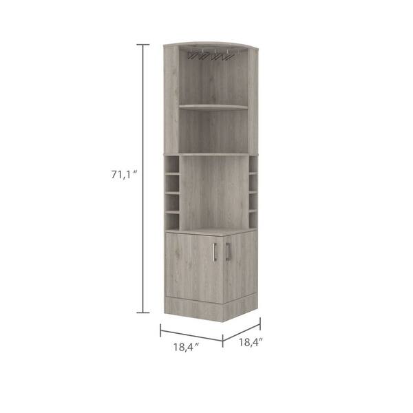 dimension image slide 6 of 9, TUHOME Syrah Space Efficient Corner Bar Cabinet with 2-Doors
