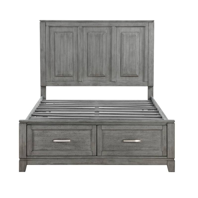 Rustic Gray Finish Platform Bed with Storage 1pc