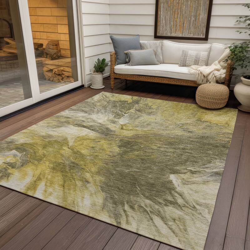 Machine Washable Indoor/ Outdoor Chantille Contemporary Splash Rug