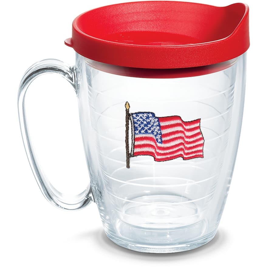 Tervis American Flag Made in USA Double Walled Insulated Travel Tumbler, Lidded - 16oz Mug