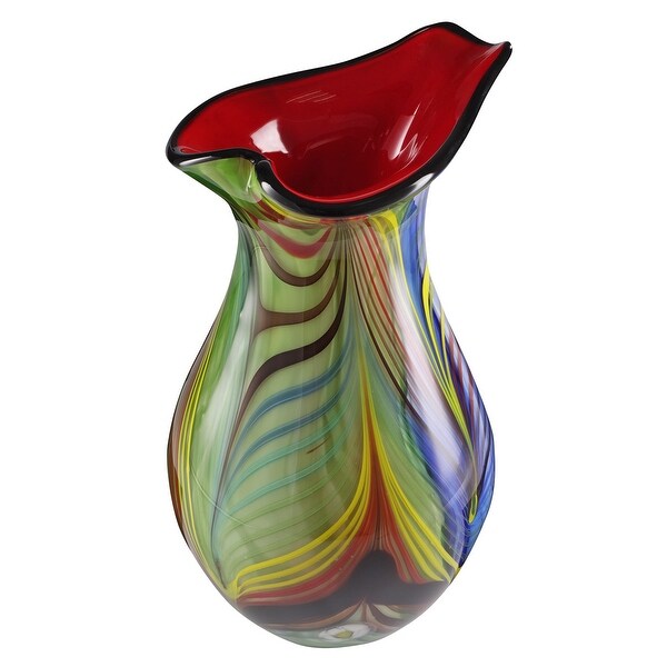 Luxury Lane Hand Blown Abstract Teardrop Art Glass Vase with