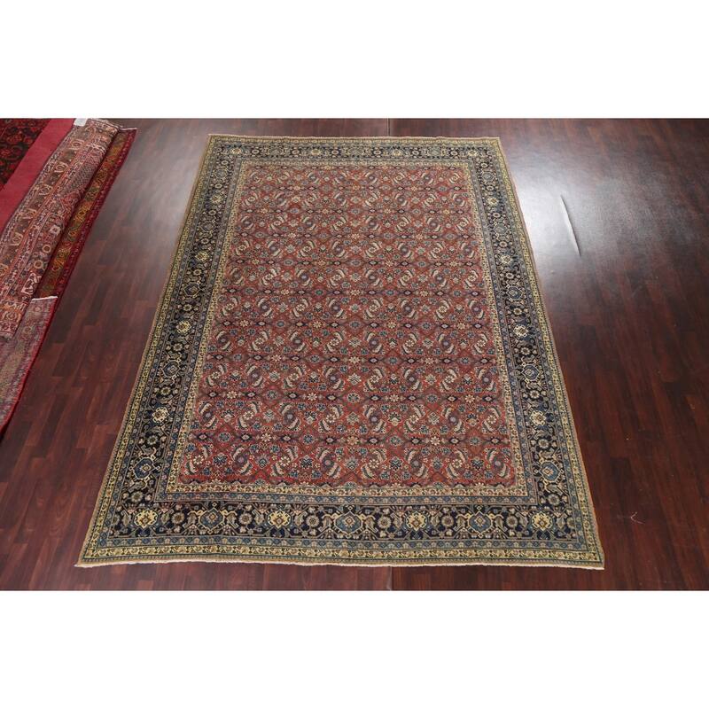 Pre-1900 Vegetable Dye Sultanabad Persian Wool Area Rug Hand-knotted - 9'3" x 12'5"