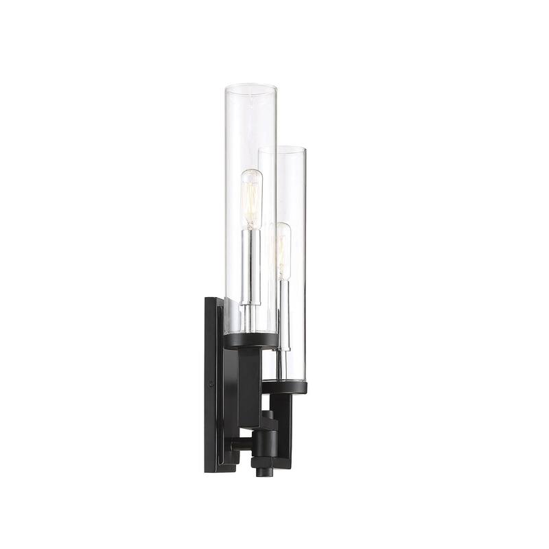 Folsom 2-Light Adjustable Wall Sconce in Matte Black with Polished Chrome Accents