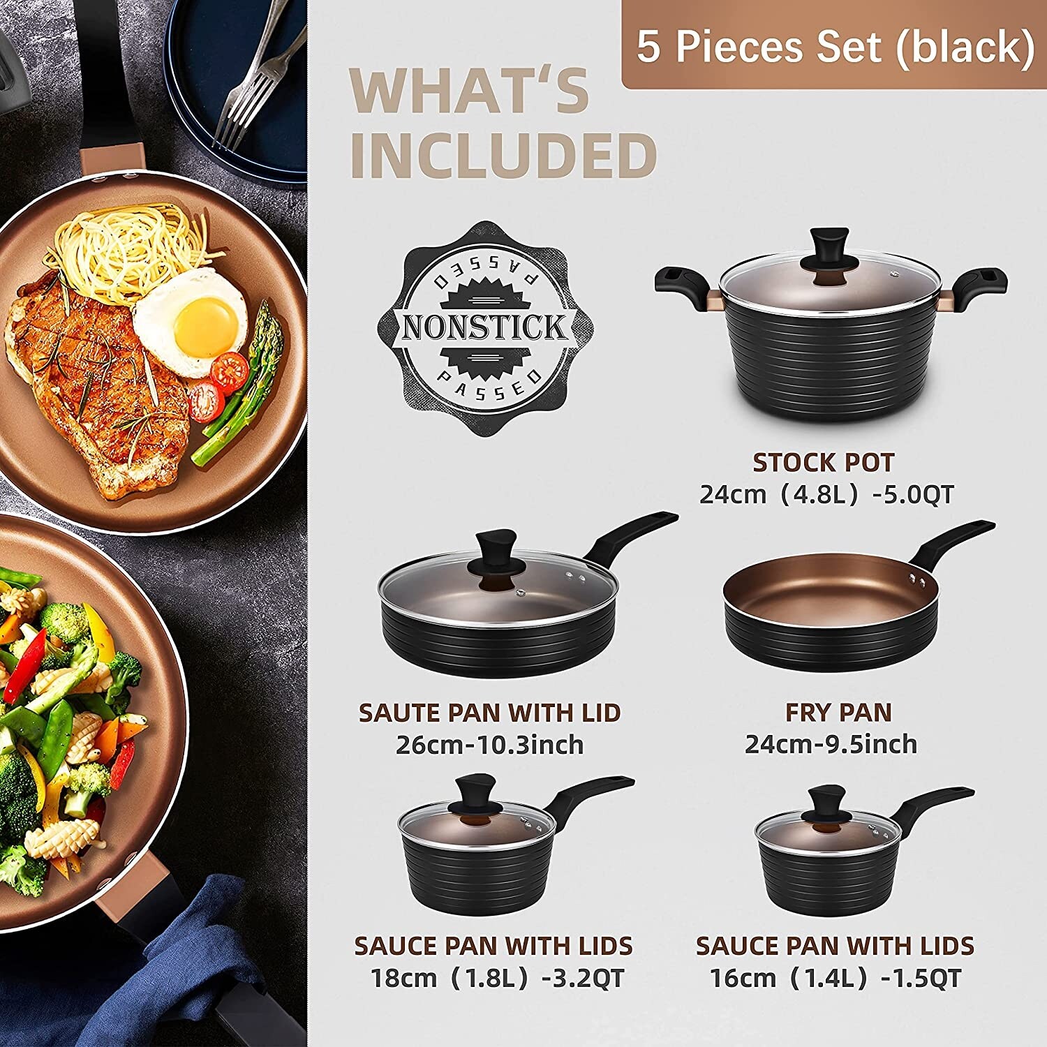 6 Pieces Nonstick Cookware Set and Pots and Pans Set with Removable Handle  - Bed Bath & Beyond - 37523326