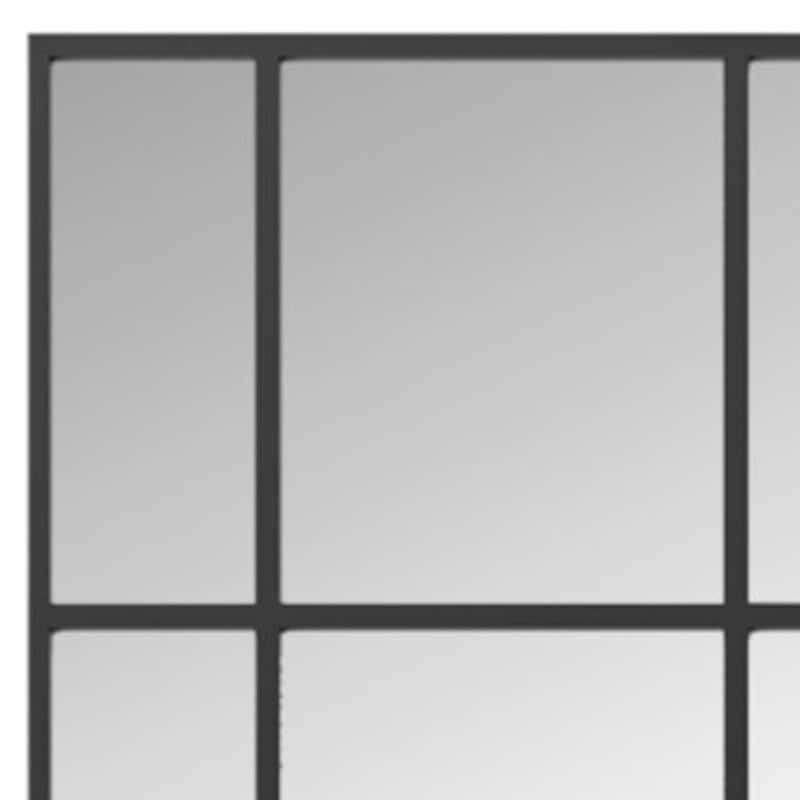 HomeRoots 63" Black Iron Window Pane Geometric Framed Full Length Hanging Mirror - 24.00 in. x 63.00 in. x 0.78 in.