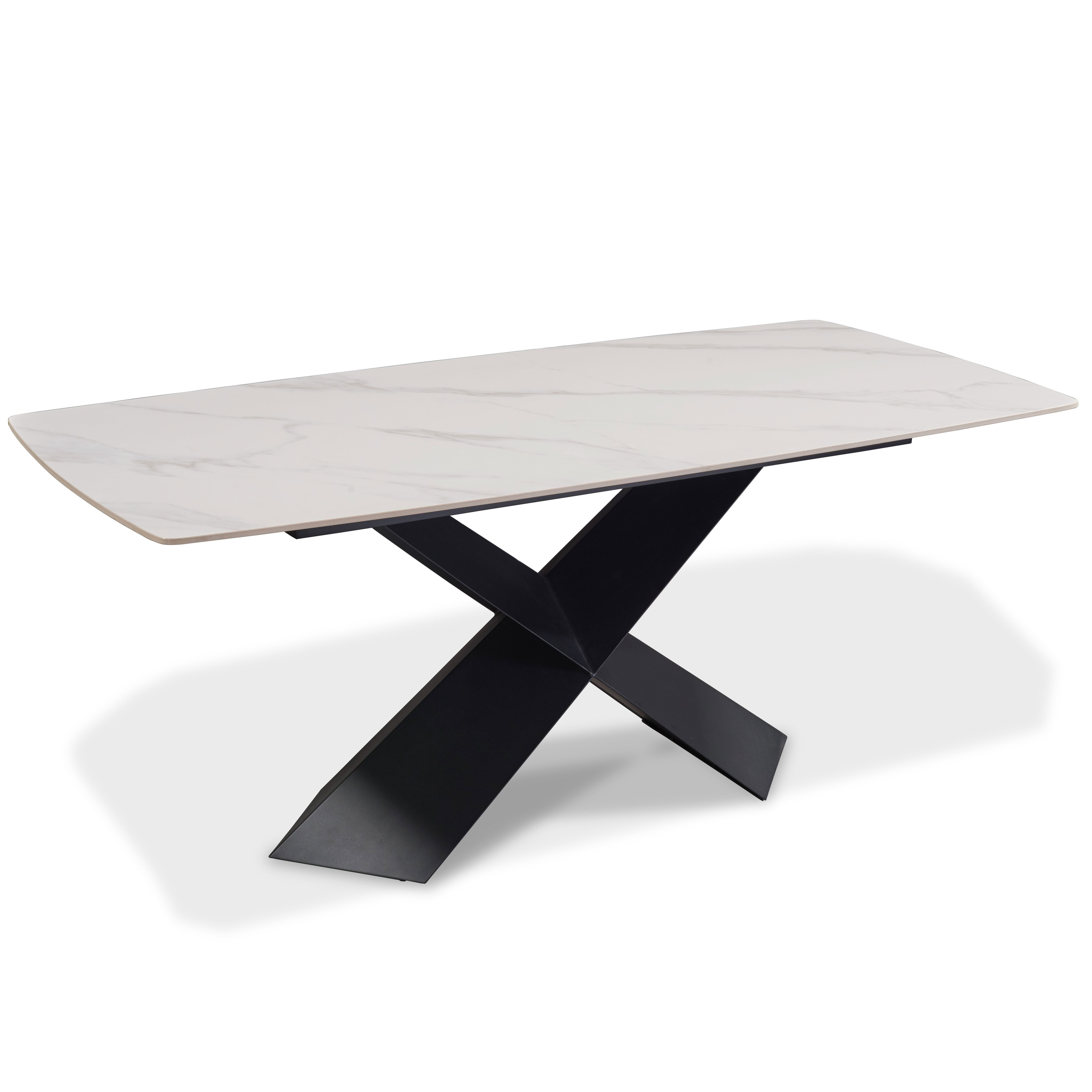 Furniture of America Thalassa Modern White Ceramic Top X-Shaped Base Dining Table