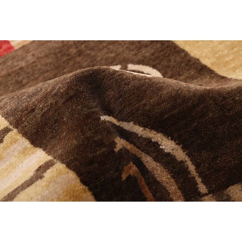 ECARPETGALLERY Hand-knotted Opulence Dark Brown Wool Rug - 2'6 x 9'10