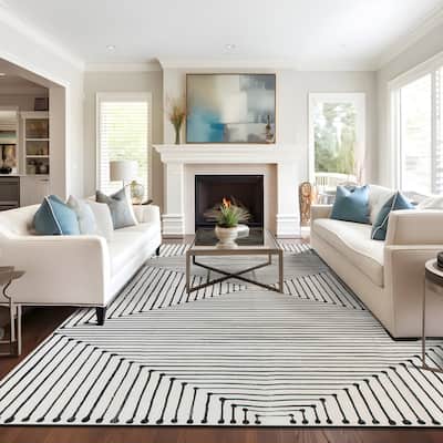 World Rug Gallery Bohemian Stripes Washable Non Slip Area Rug