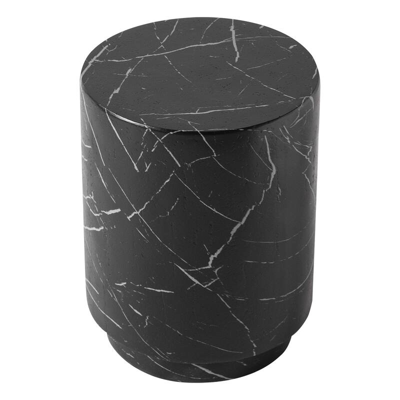 Ramble 14-inch Modern Fiberstone Round Side Table - Sculptural Tapered Pedestal Base End Table for Patio or Living Room