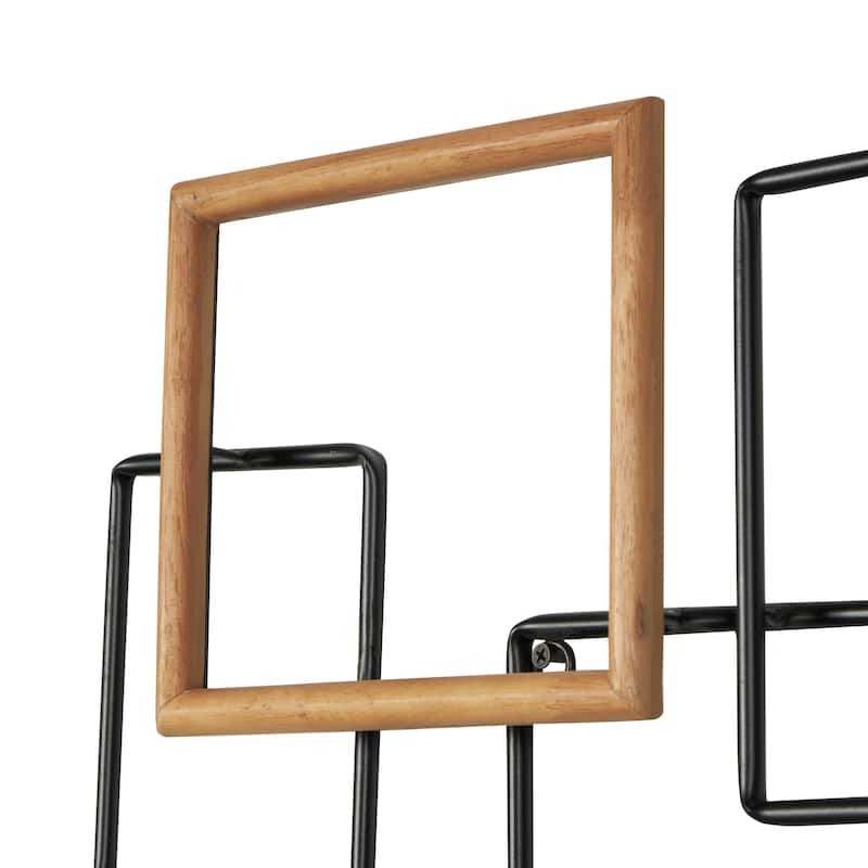 Metal Geometric Overlapping Wire Square Wall Decor with Gold Accents - Black - Roche River Decor