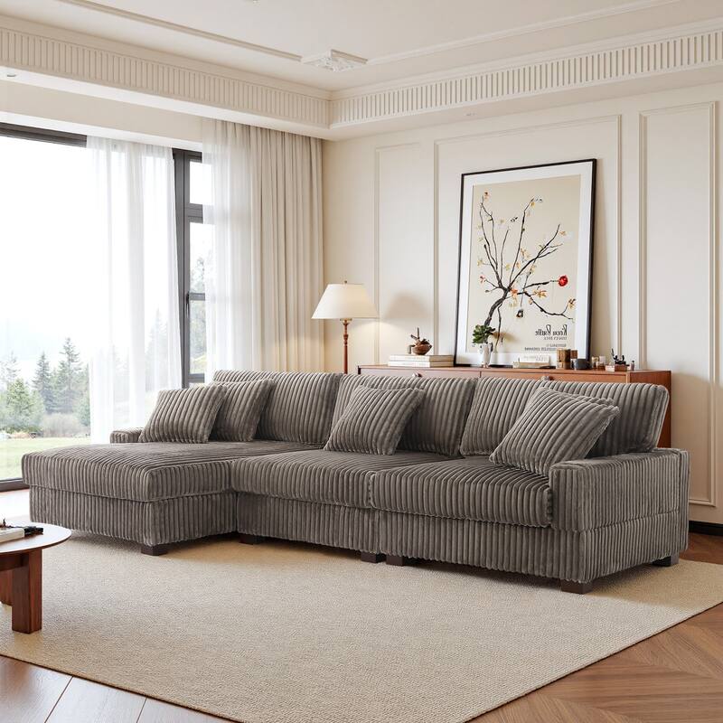 118.4"W Plush Modular Sectional Sofa with Pillows
