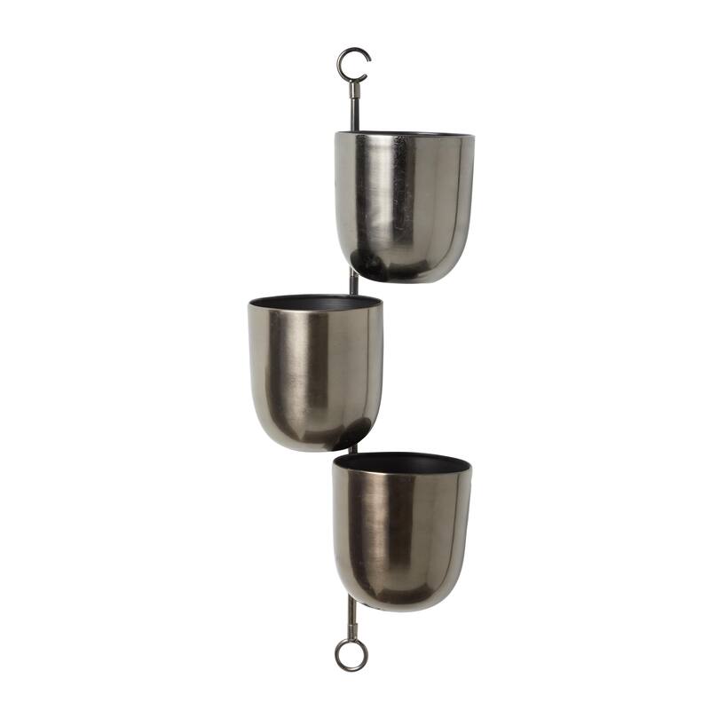 Metal Indoor Outdoor Layered Indoor Outdoor Wall Planter - Gold, Silver, Black, White - Roche River Decor - Black - 12"W, 25"H