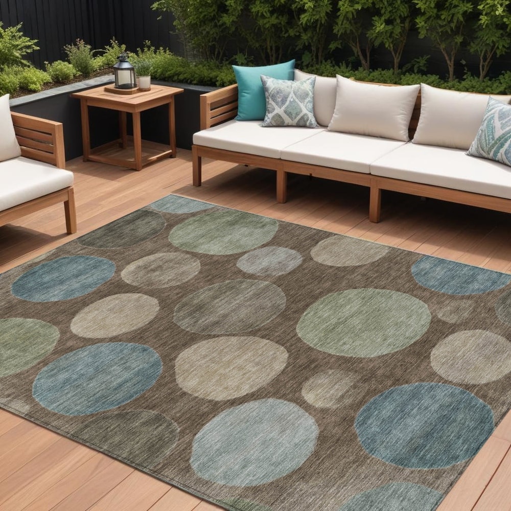 HomeRoots Geometric Transitional Rectangle Outdoor Rug