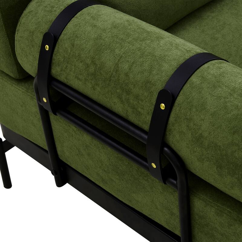 59" Chenille Modern Loveseat Sofa with USB Charging Ports, Cylindrical Armrests, and 440lb Capacity