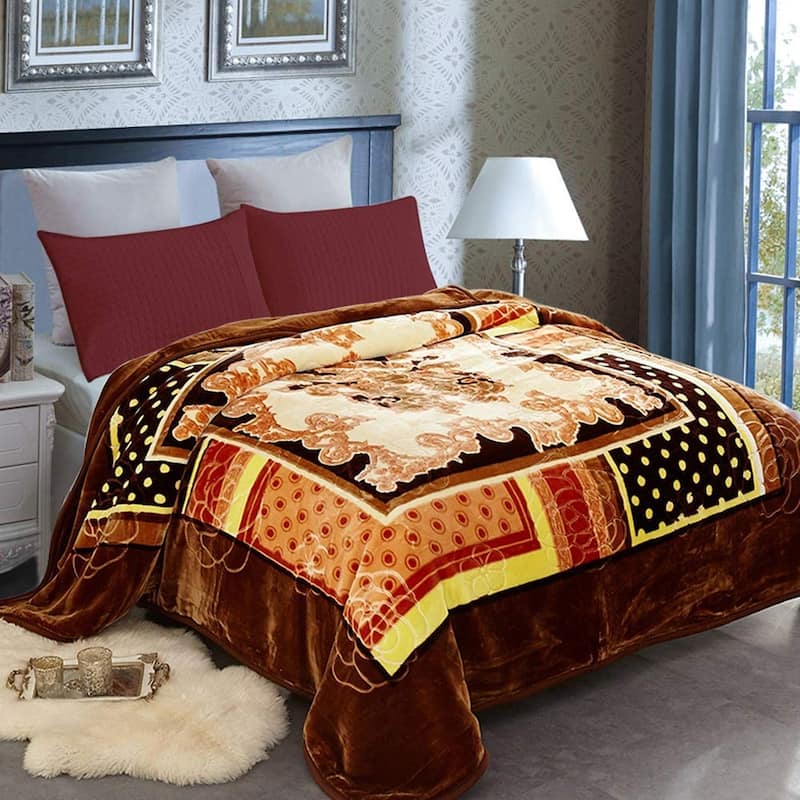 Korean-style 2-ply Printed Pattern Plush Mink Fleece Blanket