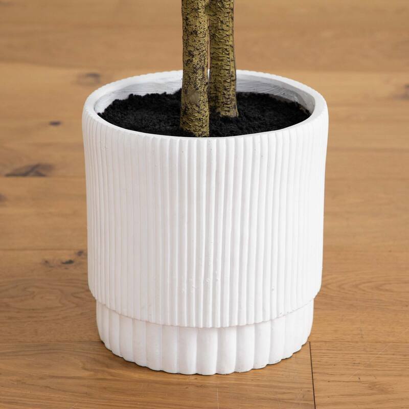 Enkianthus Artificial Tree with White Planter - 5' - Green