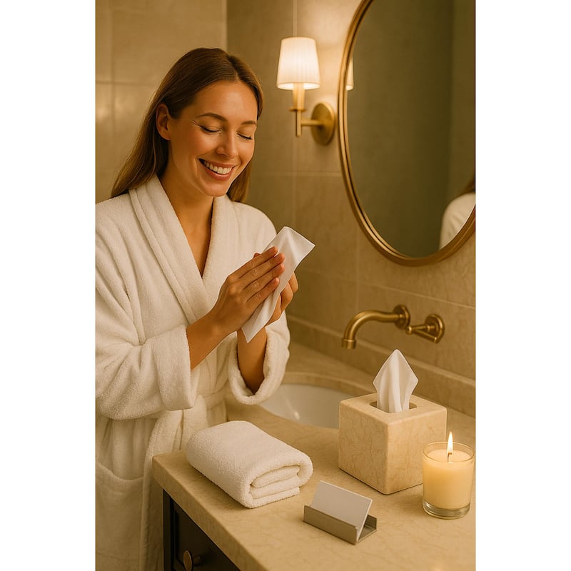 Creative Home Champagne Marble Tissue Box Holder Tissue Paper Cover - Beige