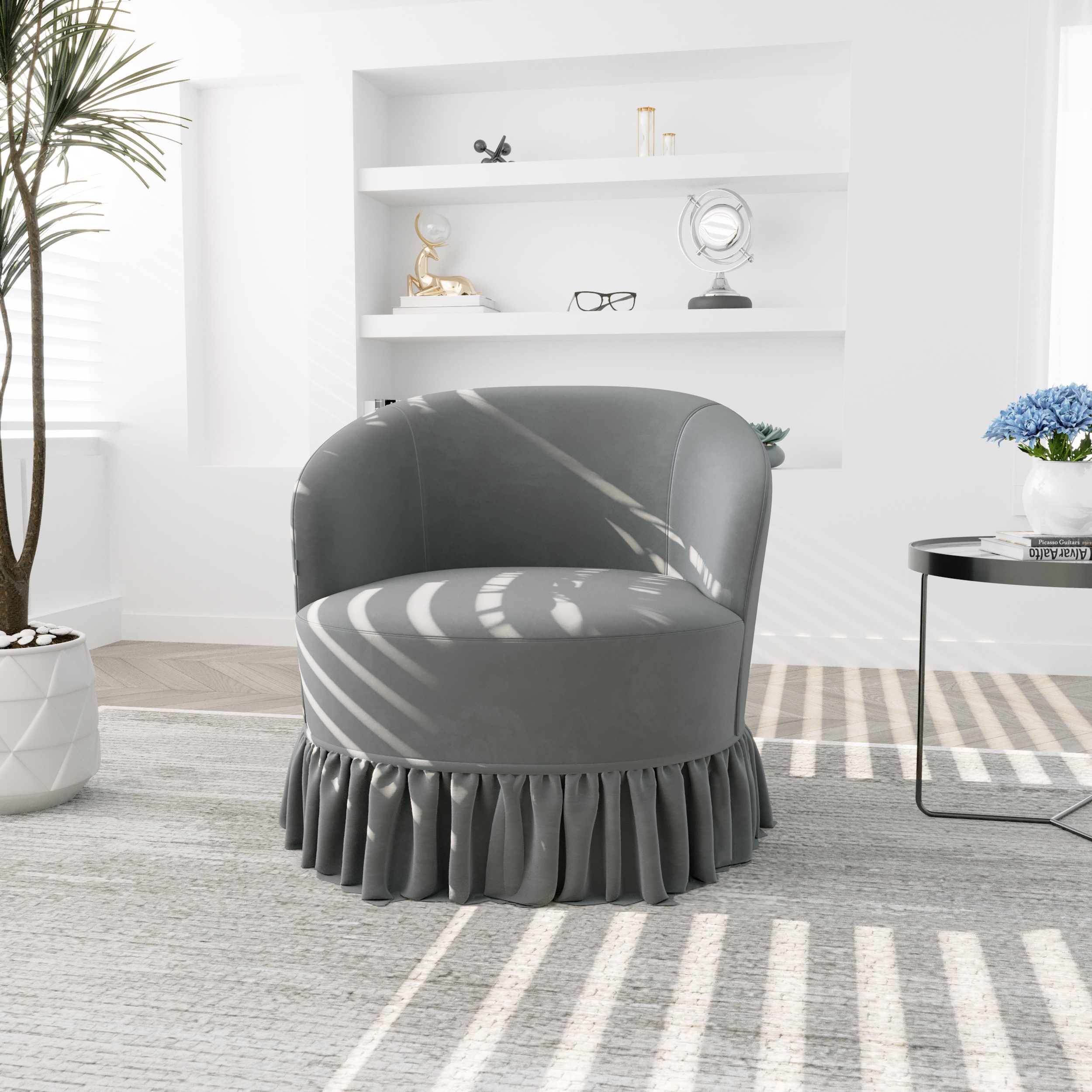Comfy Round Accent Sofa Chair Chaise Lounges 360 Degree Swivel