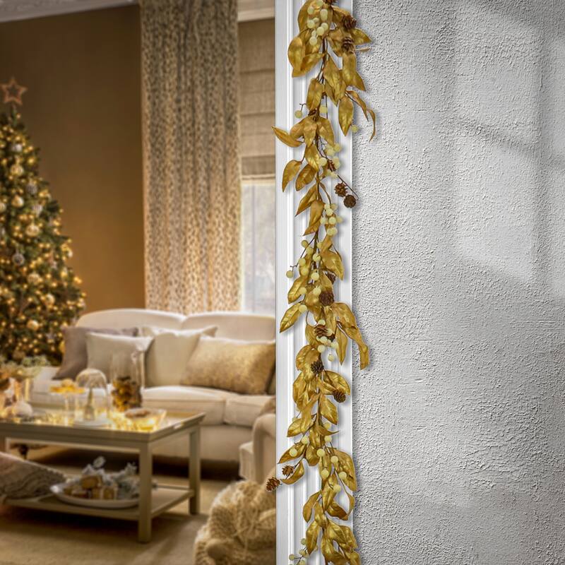National Tree Company 9 ft. HGTV Home Collection Metallic Gold Laurel Garland - 9 ft