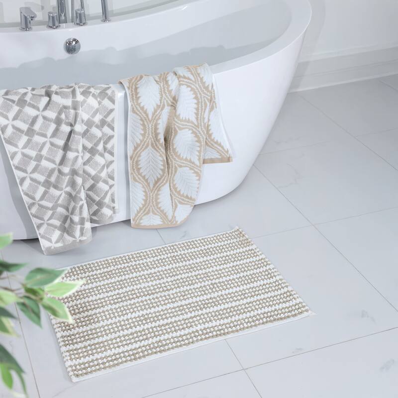 Martex Restore Contrast Stripe 100% Cotton Bath Rug