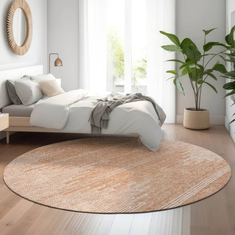 Premium Washable Super Soft Modern Century Mayfield Rug - Salmon - 8' x 8' - Round