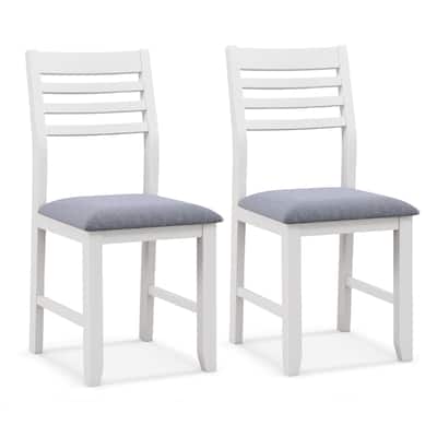 Gymax Wooden Dining Chair Set of 2 Kitchen Side Chairs w/ Rubber Wood