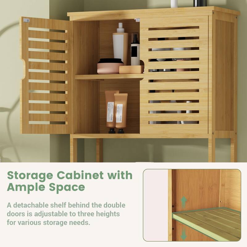 Bamboo Over-The-Toilet Storage Cabinet Bathroom Organizer