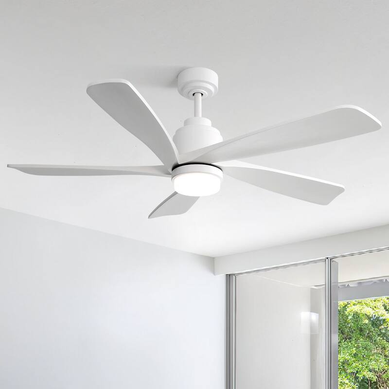 Sofucor 52" Solid Wood Noiseless Ceiling Fans with Dimmable LED Light Optional and Remote, 6-Speed Reversible, Smart Optional