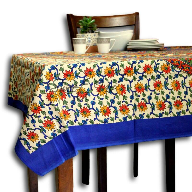 Cotton Elephant Floral Shine Tablecloth Rectangle