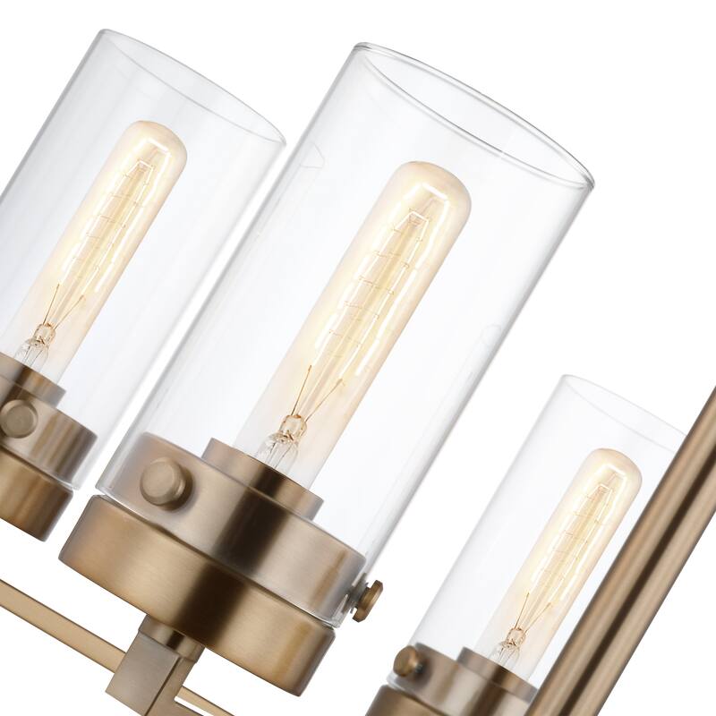 Intersection 5 Light Chandelier Burnished Brass with Clear Glass
