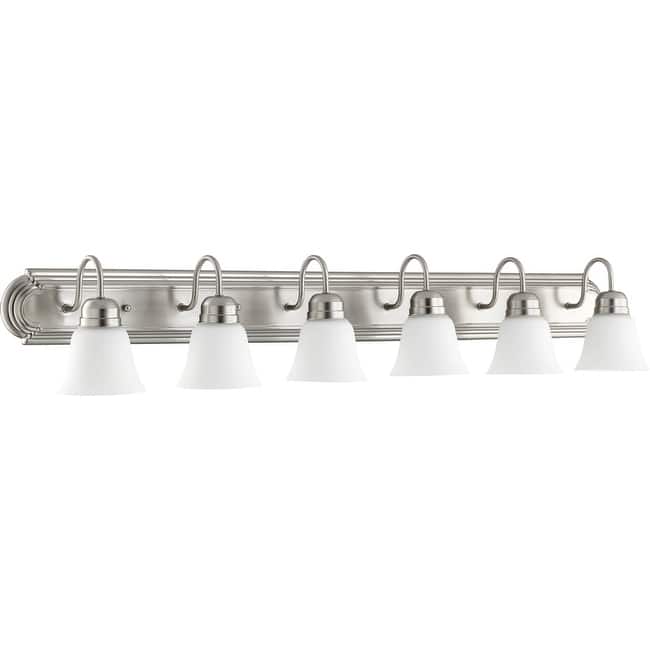 James Allan QIBF33219 Champion 6 Light 48" Wide Bathroom Vanity Light - Satin Nickel / Satin Opal